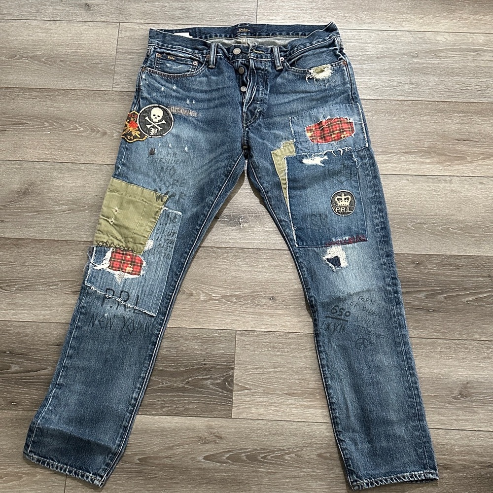 Polo Ralph Lauren Men's Patched Blue Jeans